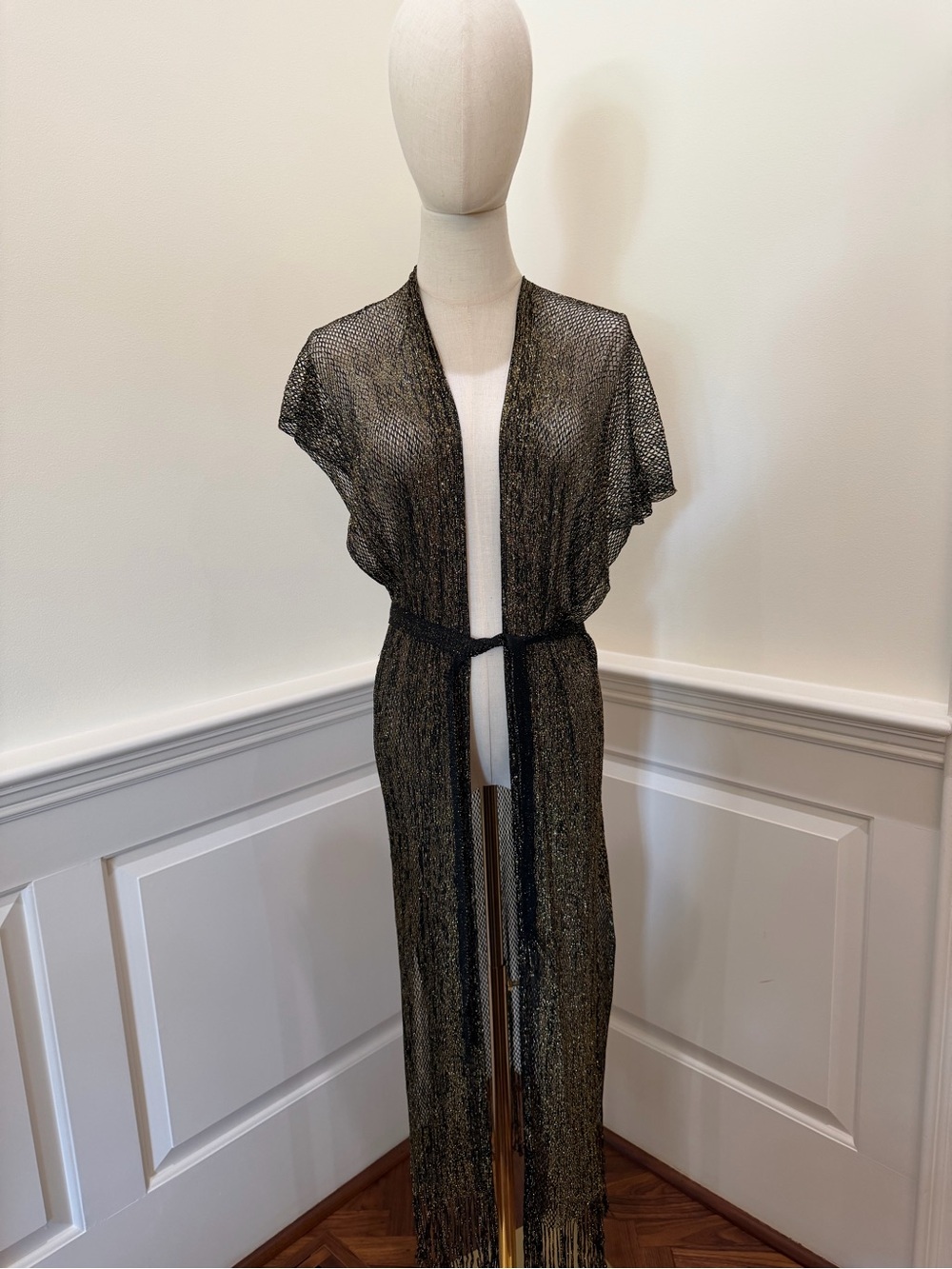 Metallic Black Sheer Fringe Cover Up